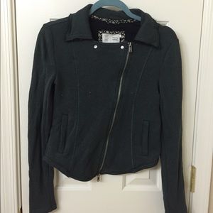 Anthropologie dark grey moto zip cardigan, light cotton jacket